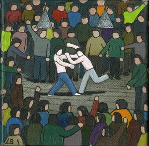 फाइट, 2015 (कैनवस पर एक्रिलिक और स्याही)