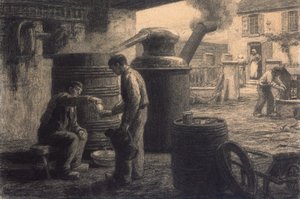 आसवनी; "एओ-डी-वी-डी मार्क या एल" एलेम्बिक की आपदाएं, c.1872 द्वारा लियोन ऑगस्टिन लेर्मिटेट