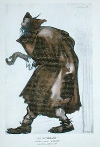 भिखारी के लिए पोशाक डिजाइन, 'बैले रस्स' कार्यक्रम से एरिक सैटी (1866-1925) द्वारा 'परेड' के लिए द्वारा लियोन बक्स्तो