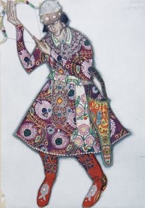 इवान त्सारेविच। आई स्ट्राविन्स्की, 1910 द्वारा बैले द फायरबर्ड लोसेउ डी फू के लिए कॉस्टयूम डिजाइन द्वारा लियोन बक्स्तो