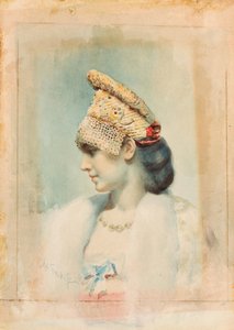 Kokoshnik . पहने लड़की का पोर्ट्रेट द्वारा लियोन बक्स्तो