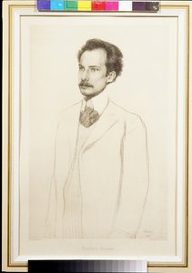 कवि आंद्रेई बेली (आंद्रे बेली) का पोर्ट्रेट (1880-1934) बकस्ट, लियोन (1866-1924) द्वारा। लिथोग्राफी द्वारा लियोन बक्स्तो