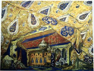 एन। रिमस्की-कोर्साकोव द्वारा बैले शेहर्ज़ादे के लिए स्टेज डिजाइन, 1910 द्वारा लियोन बक्स्तो