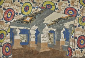 रिव्यू अलादीन, या वंडरफुल लैंप, 1919 के लिए स्टेज डिजाइन। द्वारा लियोन बक्स्तो