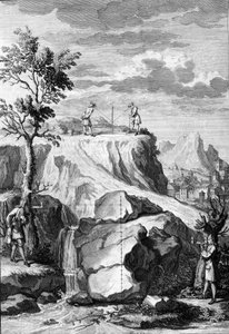 वास्तुकला पर व्यवहार: लियोन बत्तीस्ता अल्बर्टी (1404-1472), वास्तुकार, गणितज्ञ, पुनर्जागरण के इतालवी कवि, लंदन द्वारा "डी आर्किटेक्चर लिब्री डेसेम" से लिया गया बोर्ड