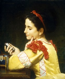 लेडी लुकिंग इन हैंड मिरर, 1868
