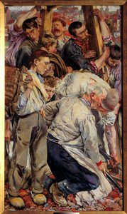 सामाजिक यथार्थवाद: "" द वर्कर्स एजेस"" लियोन हेनरी फ्रेडरिक (1856-1940) (ईसी.बेलग) 1897 सन द्वारा एक त्रिपिटक का बायां हिस्सा। 1,63x0,94 मीटर पेरिस, म्यूज़ी डी'ऑर्से द्वारा लियोन हेनरी मैरी फ्रेडरिक