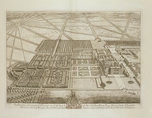 जोहान्स किप (c.1652-1722) द्वारा उत्कीर्ण ग्लूसेस्टर की काउंटी में बैडमिंटन हाउस (192765 भी देखें)