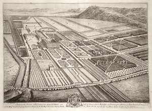 चैटस्वर्थ हाउस, विलियम कैवेन्डिश की सीट (1640-1707) 1 ड्यूक ऑफ डेवन्सशायर, जोहान्स किप (c.1652-1722) द्वारा उत्कीर्ण