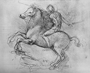 ए फोर्समैन ट्रैम्पलिंग ऑन ए फॉलन फे, c1480 1945 द्वारा Leonardo da Vinci