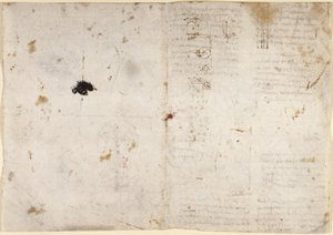 अरुंडेल 263, पृष्ठ 225v, पृष्ठ 230 यांत्रिक शक्तियों और बलों, टक्कर, गुरुत्वाकर्षण, गति, प्रकाशिकी और खगोल विज्ञान पर चित्र, विभिन्न अंकगणितीय और ज्यामितीय प्रस्तावों के साथ (कागज़ पर कलम और स्याही) द्वारा लियोनार्डो दा विंची