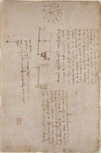 अरुंडेल 263, f.281v यांत्रिकी पर नोट्स और रेखाचित्र (साइड-ऑन), #39;कोडेक्स अरुंडेल#39; से द्वारा लियोनार्डो दा विंची