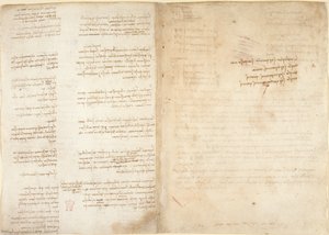 अरुंडेल 263, पृष्ठ 37v, पृष्ठ 38r यांत्रिकी पर नोट्स, #39;कोडेक्स अरुंडेल#39; से, लगभग 1495-7 (कागज़ पर कलम और स्याही) द्वारा लियोनार्डो दा विंची