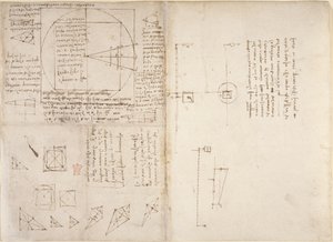 अरुंडेल 263, f.72v, f.69 यांत्रिकी और गुरुत्वाकर्षण के केंद्र पर नोट्स और आरेख, #39;कोडेक्स अरुंडेल#39; से, c.1503-5 (कागज़ पर कलम और स्याही) द्वारा लियोनार्डो दा विंची