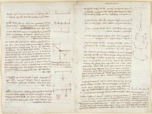 अरुंडेल 263, f.8v, f.7 यांत्रिकी पर नोट्स और आरेख द्वारा लियोनार्डो दा विंची