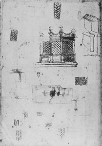 एक सजावटी स्क्रीन और अन्य रेखाचित्रों का चित्रण, c1480 1945 द्वारा लियोनार्डो दा विंची