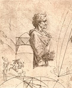 बस्ट और माइनर स्केच का चित्रण, c1472-c1519 1883 द्वारा लियोनार्डो दा विंची