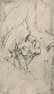 राइट टू हैट पहने एक आदमी की Grotesque प्रोफाइल, c1480 1945 द्वारा लियोनार्डो दा विंची