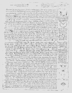 कोडेक्स लीसेस्टर से पृष्ठ, 1508-12 द्वारा लियोनार्डो दा विंची