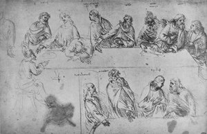 अंतिम भोज के लिए अध्ययन, c1480 1945 द्वारा लियोनार्डो दा विंची