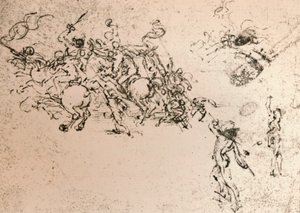 अंगारी की लड़ाई के कार्टून के लिए अध्ययन, c1472-c1505 1883 द्वारा लियोनार्डो दा विंची