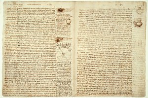 कोडेक्स हैमर, पृष्ठ 124-127, 1508-12 द्वारा लियोनार्डो दा विंची