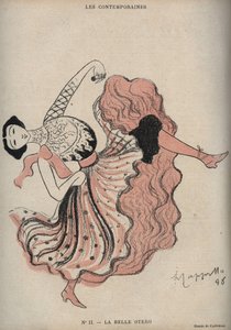 पोर्ट्रेट ऑफ़ कैरोलीन (ला बेले) ओटेरो (1868-1965), स्पेनिश नर्तक और वेश्या - 1898 के "" द रीयर "" में लियोनेटो कैपिएलो (1875-1942) द्वारा ड्राइंग द्वारा लिओनेटो कैप्पिलो