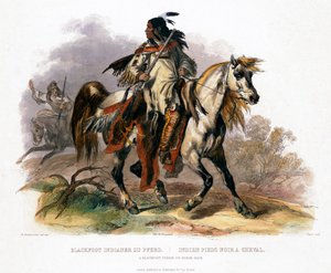 घोड़े की पीठ पर एक ब्लैकफ़ुट भारतीय, 1843 द्वारा लियोपोल्ड बेयर