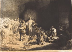 मसीह उपदेश (द हंड्रेड गिल्डर प्रिंट) द्वारा रेम्ब्रांट वैन रिजनो के बाद लियोपोल्ड फ्लेमेंग