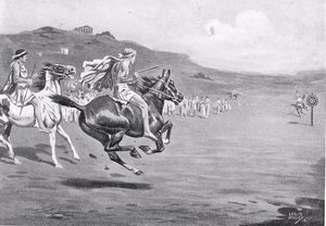 ग्रीक घुड़सवारों ने भाला फेंक, &39;हचिन्सन हिस्ट्री ऑफ द नेशंस&39;, 1915 से दृष्टांत
