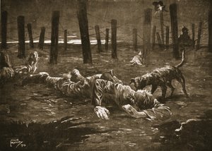 सार्जेंट बर्ज दुश्मन की तार उलझनों के सामने एक कुत्ते द्वारा खोजे जाने पर घातक मौत