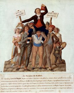 फ्रांसीसी क्रांति: "" मराट की विजय"" जीन-पॉल (जीन पॉल) मराट (1743-1793), राष्ट्रीय सम्मेलन में पेरिस के प्रतिनियुक्त, अमीरों के पक्ष में अपने हिंसक पदों के लिए लोगों द्वारा विजय प्राप्त करते हैं। लोग। गौचे डेस फ़्रेरेस लेसुए द्वारा लेसुअर ब्रदर्स