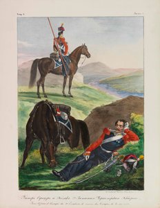 रूसी इंपीरियल आर्मी, 1837-1839 के ब्लैक सी कोसैक स्क्वाड्रन वर्दी के अधिकारी।