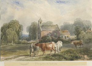ग्रेटविच चर्च: वाटर कलर पेंटिंग, एनडी [c1830-1840] द्वारा लुईस जॉन वुड