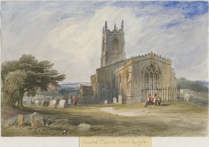 मेफील्ड चर्च: वाटर कलर पेंटिंग, एन डी [c1830-1840] द्वारा लुईस जॉन वुड