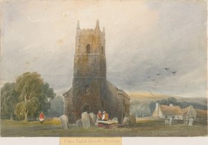 वॉरस्लो चर्च: वाटर कलर पेंटिंग, एन डी [c1830-1840] द्वारा लुईस जॉन वुड