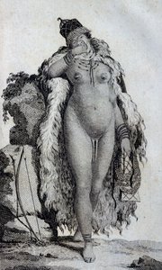1783 के वर्षों में केप ऑफ गुड होप के रास्ते अफ्रीका के आंतरिक हिस्सों में ट्रेवल्स ऑफ ले वैलेंट से जातीय महिला खोइखोई (हॉट्टोट्स) द्वारा अज्ञात अज्ञात