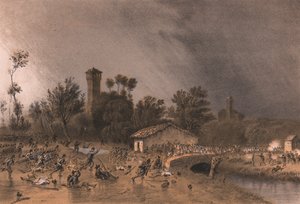 रेजिना ब्रिगेड का पहला डिवीजन मॉन्ट्रियल ब्रिज, पैलेस्ट्रो, लोम्बार्डी पर हमला करता है द्वारा अज्ञात अज्ञात