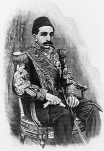 अब्दुल हमीद द्वितीय (1842-1918) का पोर्ट्रेट, 1876 से 1909 तक तुर्क साम्राज्य के 34 वें सुल्तान, तस्वीर के बाद उत्कीर्णन द्वारा अज्ञात अज्ञात