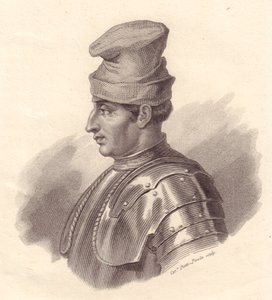 इतालवी सैन्य नेता निकोलो फोर्टेब्रासियो का पोर्ट्रेट, जिसे डेला स्टेला (1389-1435) के नाम से भी जाना जाता है, कैटरिना पिओटी-पिरोला द्वारा तांबे की नक्काशी द्वारा अज्ञात अज्ञात