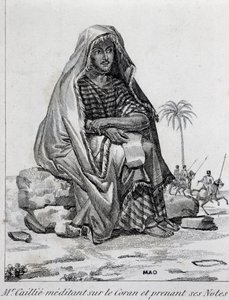 रेने कैली (1799-1838), अरब कपड़े पहने अन्वेषक, कुरान पर ध्यान करते हुए द्वारा अज्ञात अज्ञात