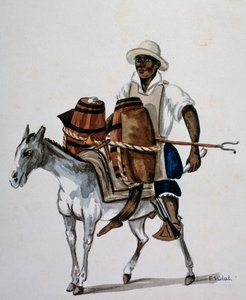 युवा मिश्रित नस्ल पेरूवियन लड़का अपने खच्चर के साथ, ई विडाल द्वारा मुद्रित द्वारा अज्ञात अज्ञात