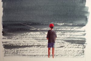 हेनरी फिशिंग, आल्प्स, 1990 (कागज पर एक्रिलिक) द्वारा लिंकन सेलिगमैन