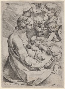 एन्जिल्स के साथ मैडोना और बच्चा द्वारा Lodovico Carracci