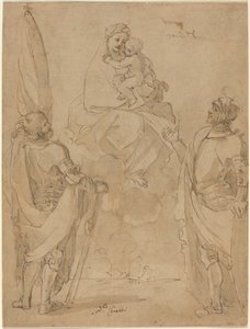 द वर्जिन एंड चाइल्ड अपीयरिंग टू सेंट जॉर्ज एंड विलियम द्वारा Lodovico Carracci