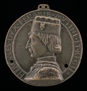 एरकोले आई डी'एस्ट, 1431-1505, फेरारा के ड्यूक, मोडेना, और रेजियो 1471 [सामने], 1472। द्वारा लोदोविको कोराडिनी