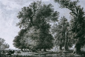 ओक के साथ परिदृश्य द्वारा लोरेंज एडॉल्फ शॉनबर्गर