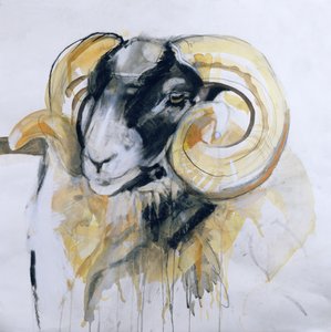 लॉन्ग हॉर्न भेड़ (मिश्रित मीडिया)