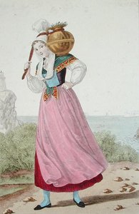 चेरबर्ग क्षेत्र की डेयरीमेड, c.1820 (कलर लिथो) द्वारा लुई मैरी (बाद में) लैंटे