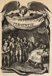 रेस्टिफ डी ला ब्रेटन (1734-1806) फ्रांसीसी लेखक द्वारा "ला पेसेन परवर्टी ओ लेस डेंजर्स डे ला विल" के लिए चित्रण। 18 वीं शताब्दी के बिनेट द्वारा उत्कीर्णन। द्वारा लुइस (बाद) बिनेट